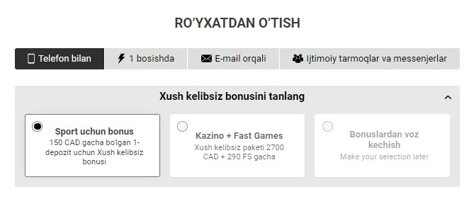 Ro_yxatdan o_tish Melbet uz com
