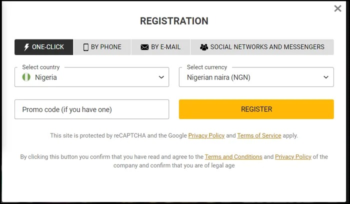 Registration on the Melbet website